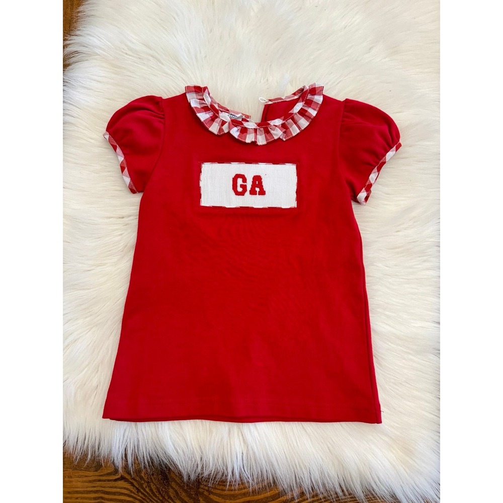 Vive La Fete Georgia GA red smocked shirt NWT‎